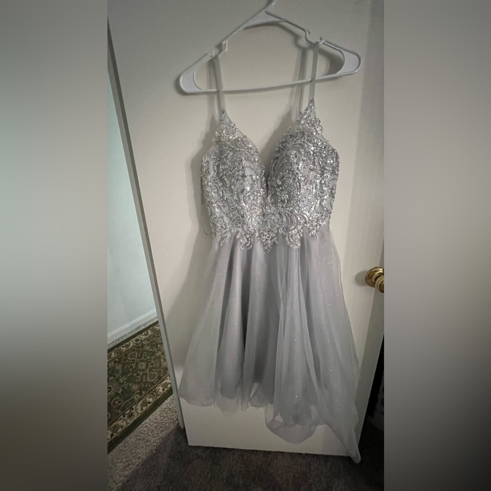 Beautiful Silver Short Puffy Dress